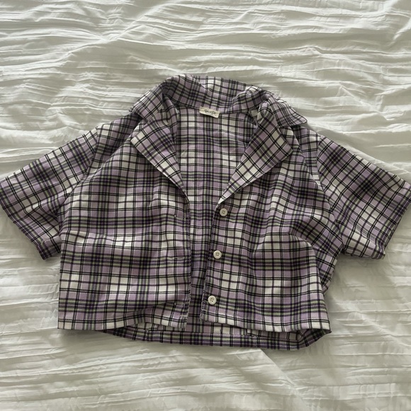 stripe pattern cropped button down - Picture 1 of 4